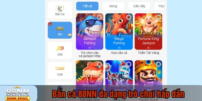 Bắn cá 88NN đa dạng trò chơi hấp dẫn