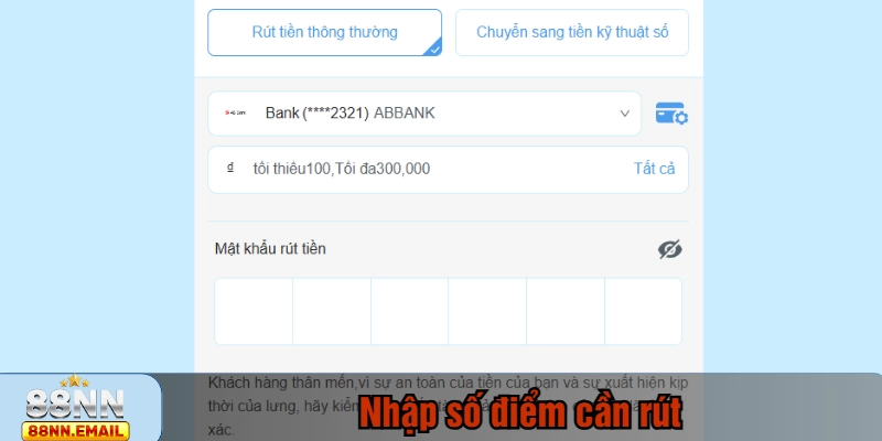 Nhập số điểm cần rút